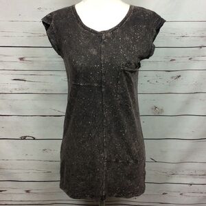 Alternative gray speckled 100% cotton short sleeve tunic style grunge t-shirt